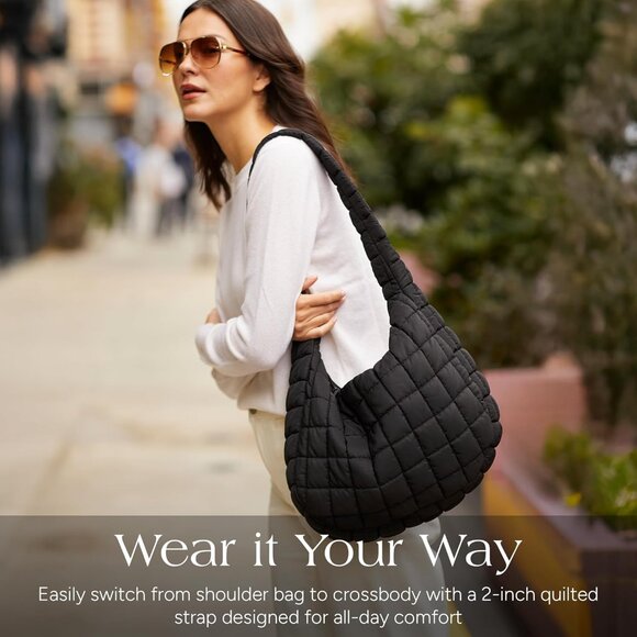 Crossbody Bag Quilted Puffer Soft Travel Stylish Organizer - Picture 3 of 7